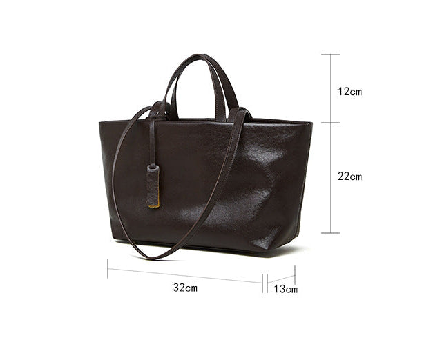 Wax Leather Tote - Brown