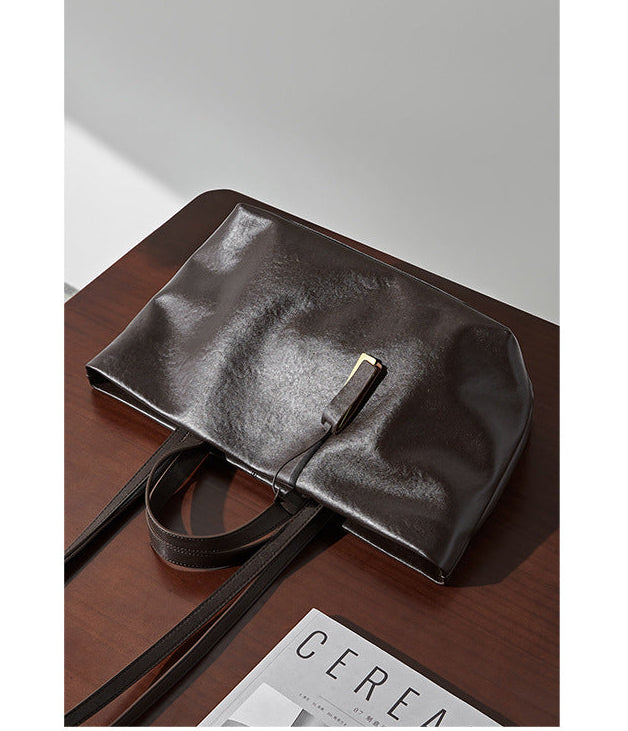 Wax Leather Tote - Brown