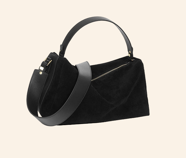 Suede Top Handle/Crossbody - Black
