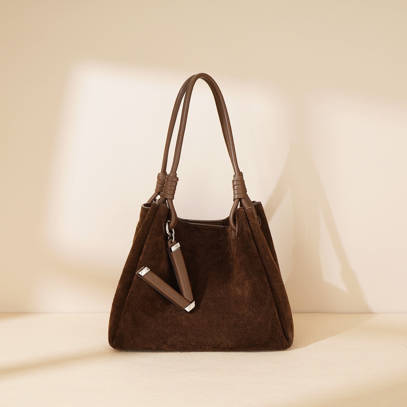 Suede Shoulder Bag - Brown