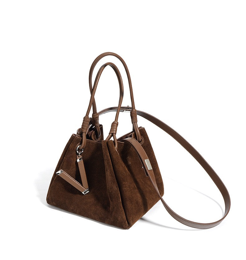 Suede Shoulder Bag - Brown