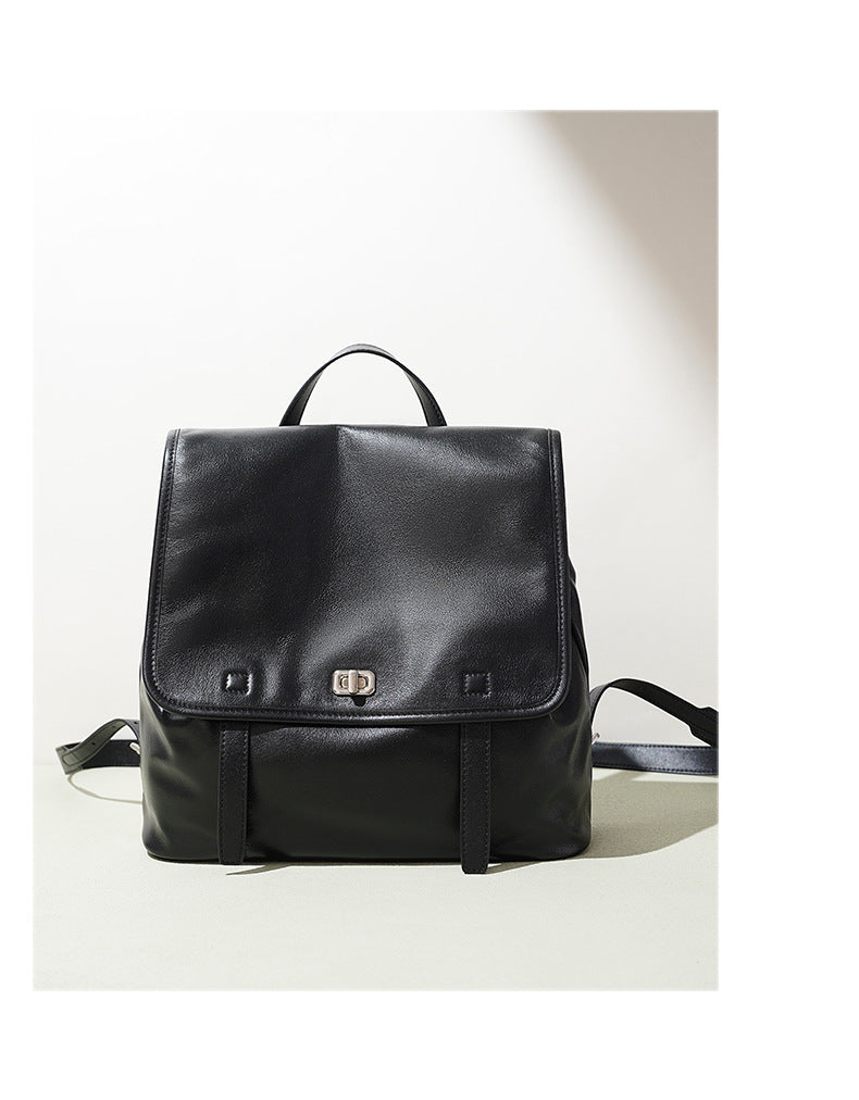 Vegetable-Tanned Cowhide Backpack - Black