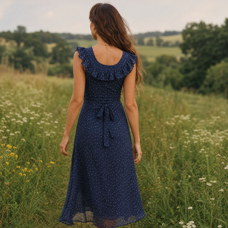 Polka Dot Ruffle Midi Dress
