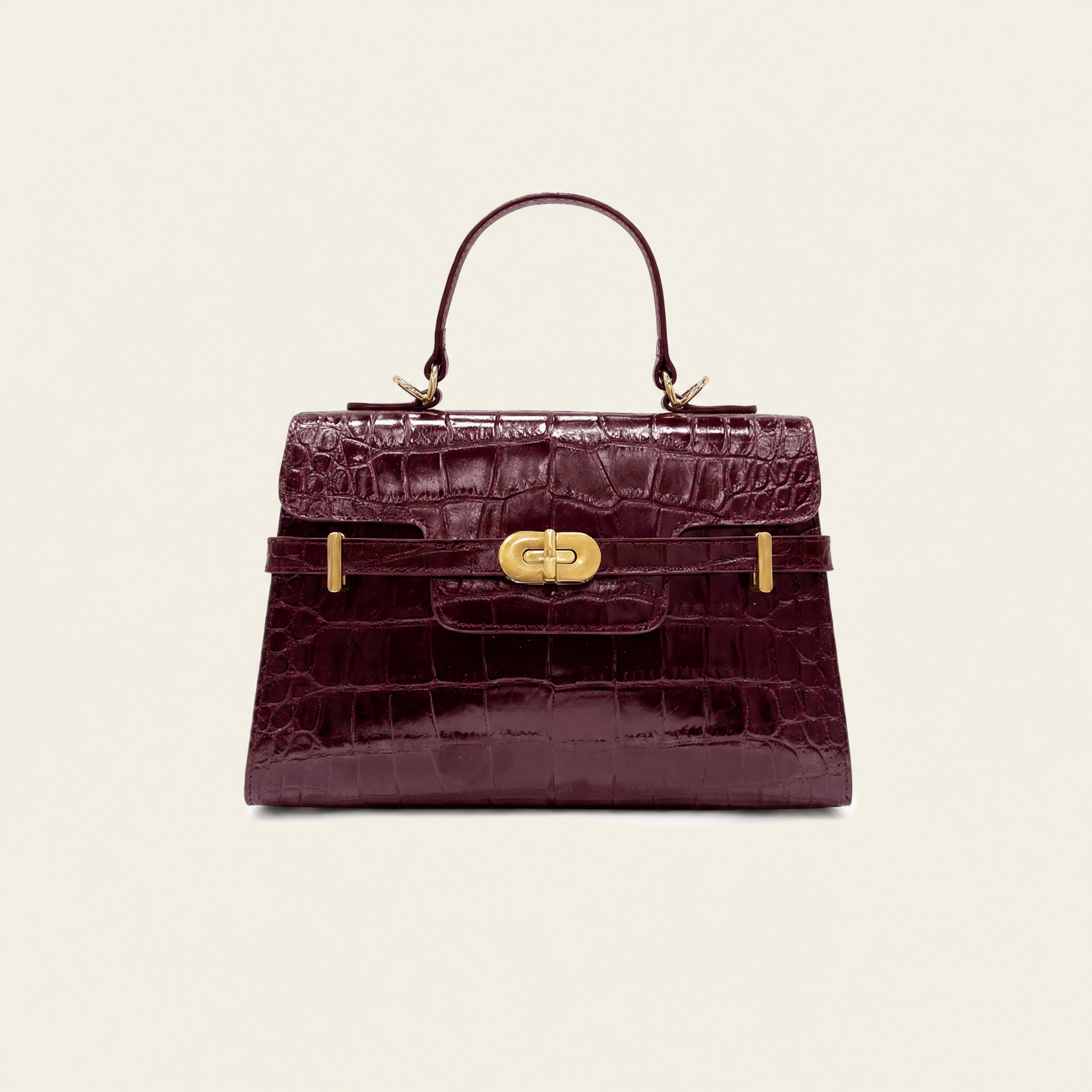 Kensington - Top Handle Burgundy Croc Embossed