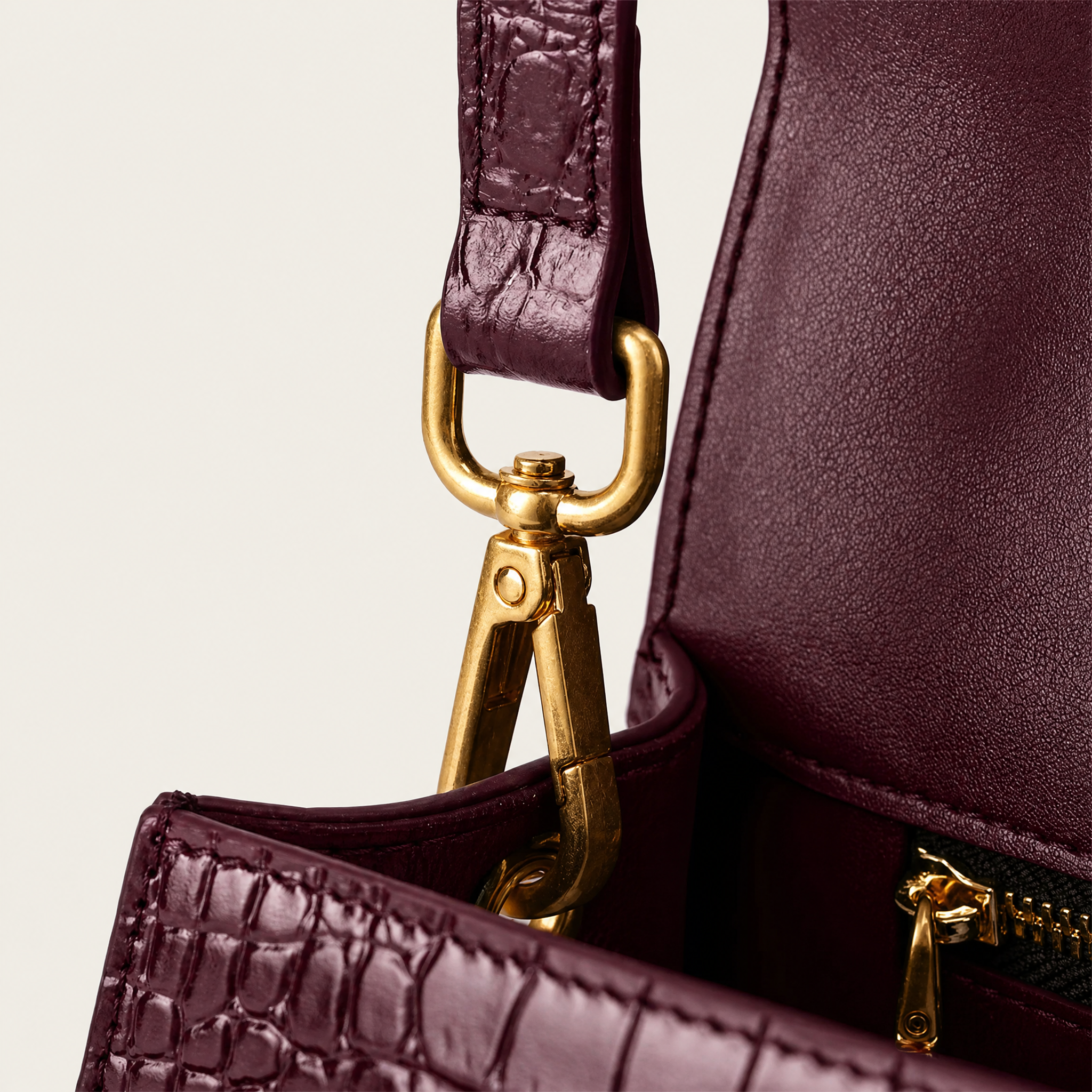 "Mi" Top Handle - Burgundy Croc Embossed