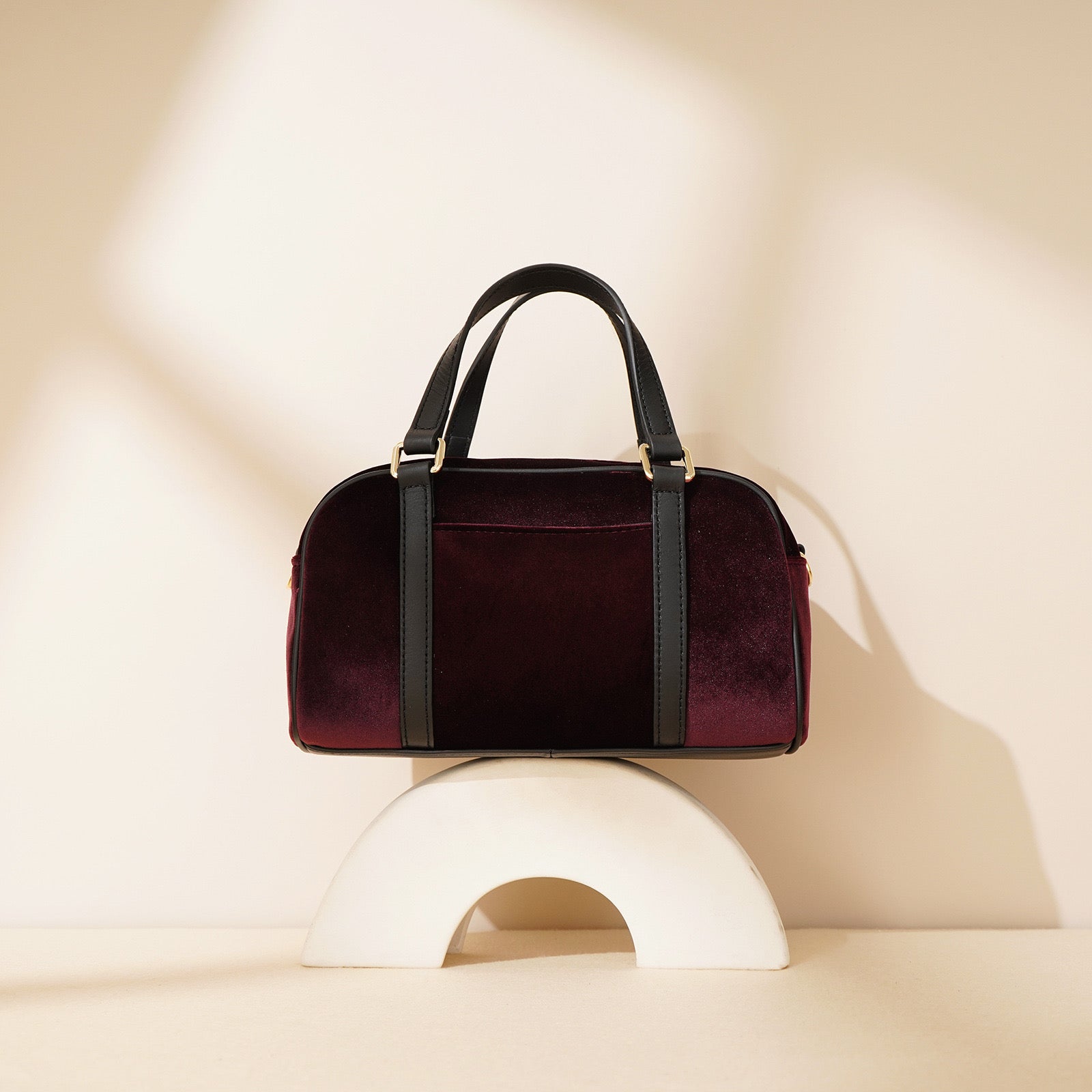 Suede Box Bag - Burgundy