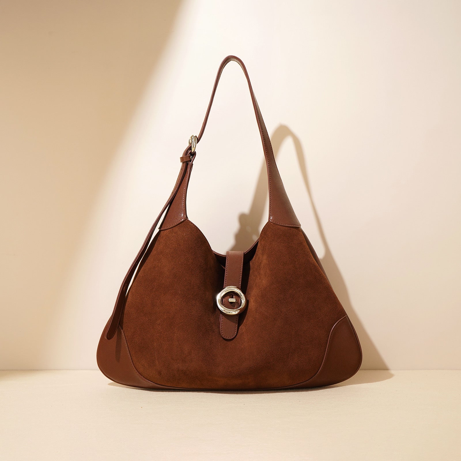 Suede Shoulder Bag - Brown