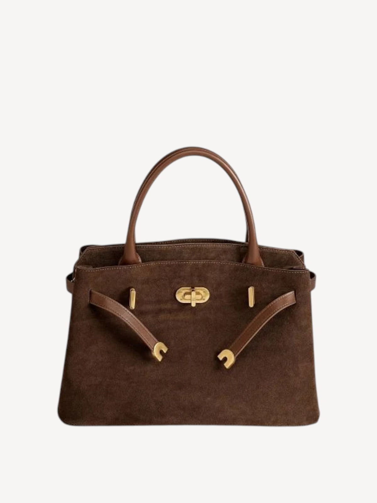 Kensington - Top Handle in Brown Suede