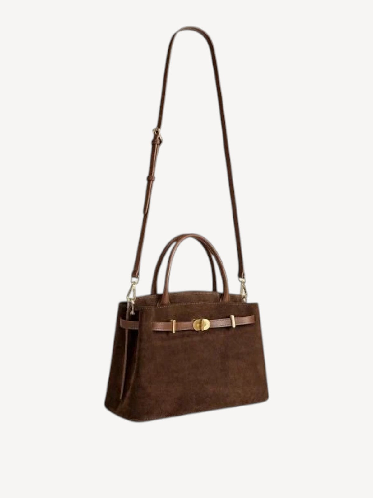 Kensington - Top Handle in Brown Suede