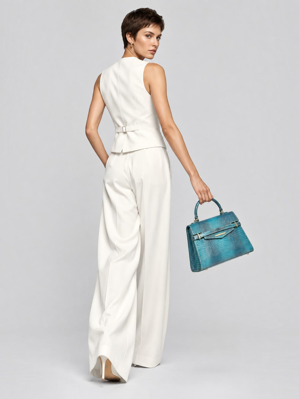 "Mi" Midi Top Handle - Croc Embossed