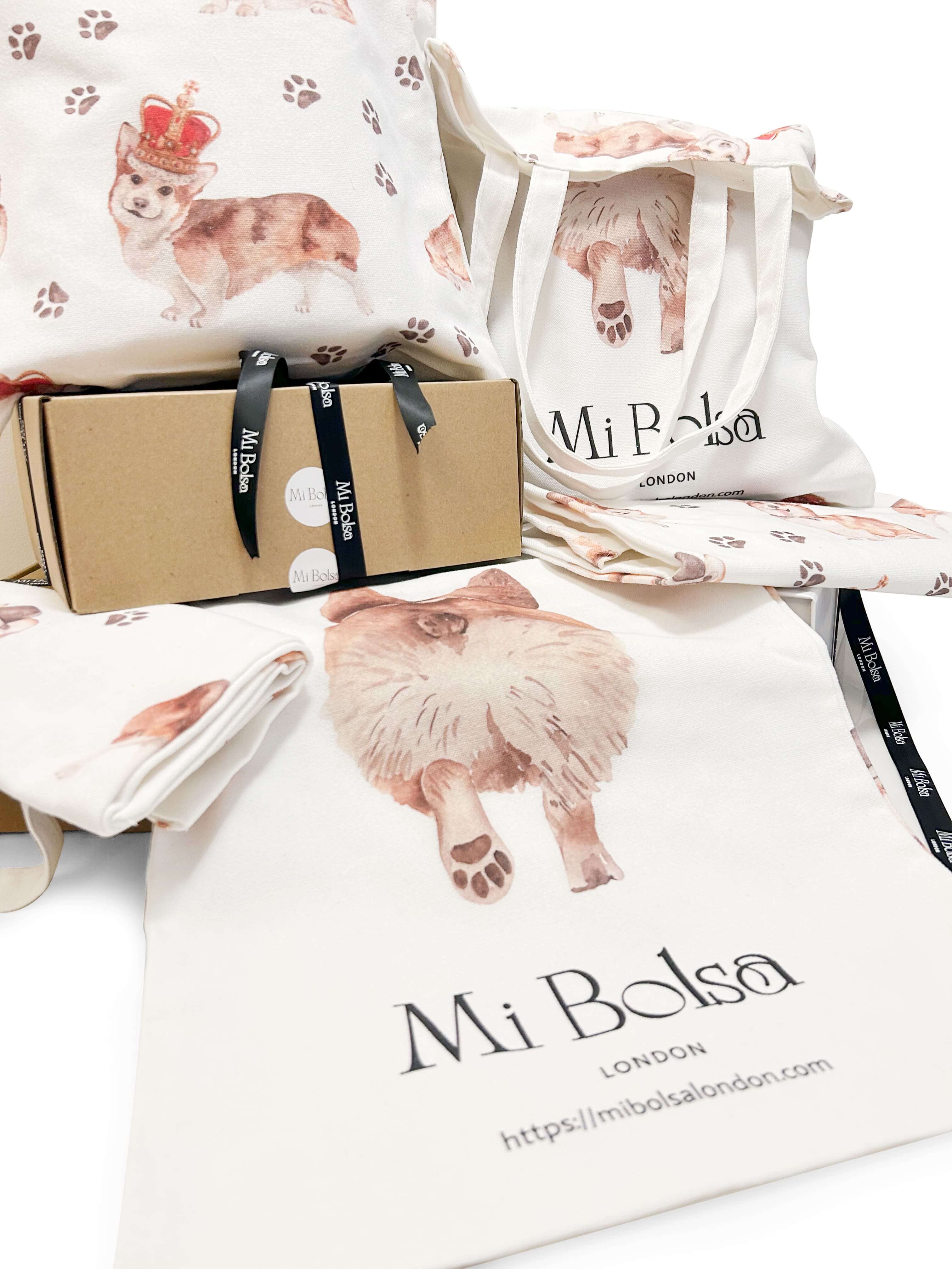 Mi Bolsa London Corgi Canvas Bag