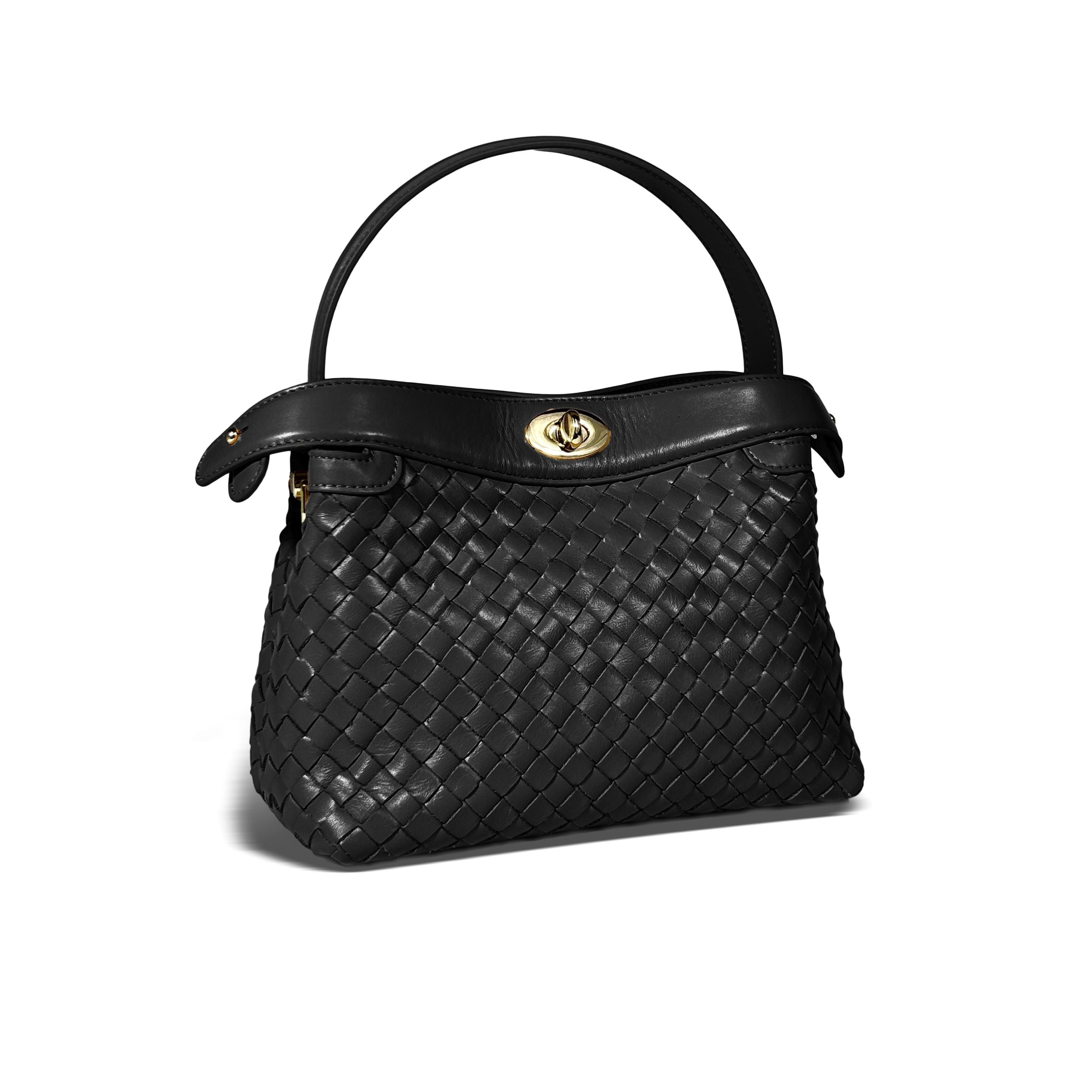 Florence Top Handle Woven Bag - Black