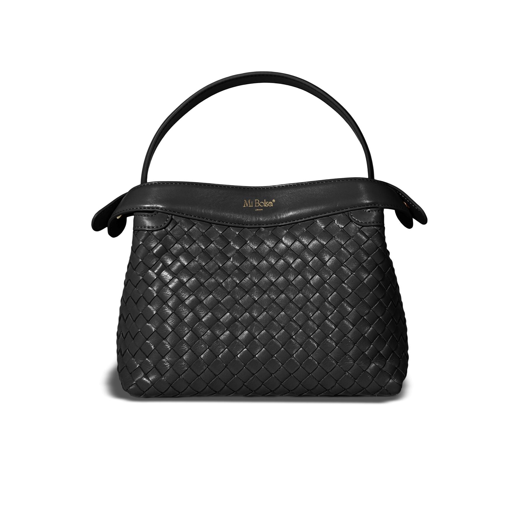 Florence Top Handle Woven Bag - Black