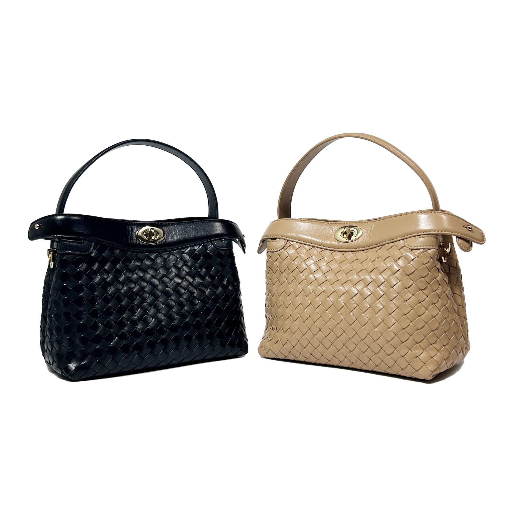 Florence Top Handle Woven Bag - Black