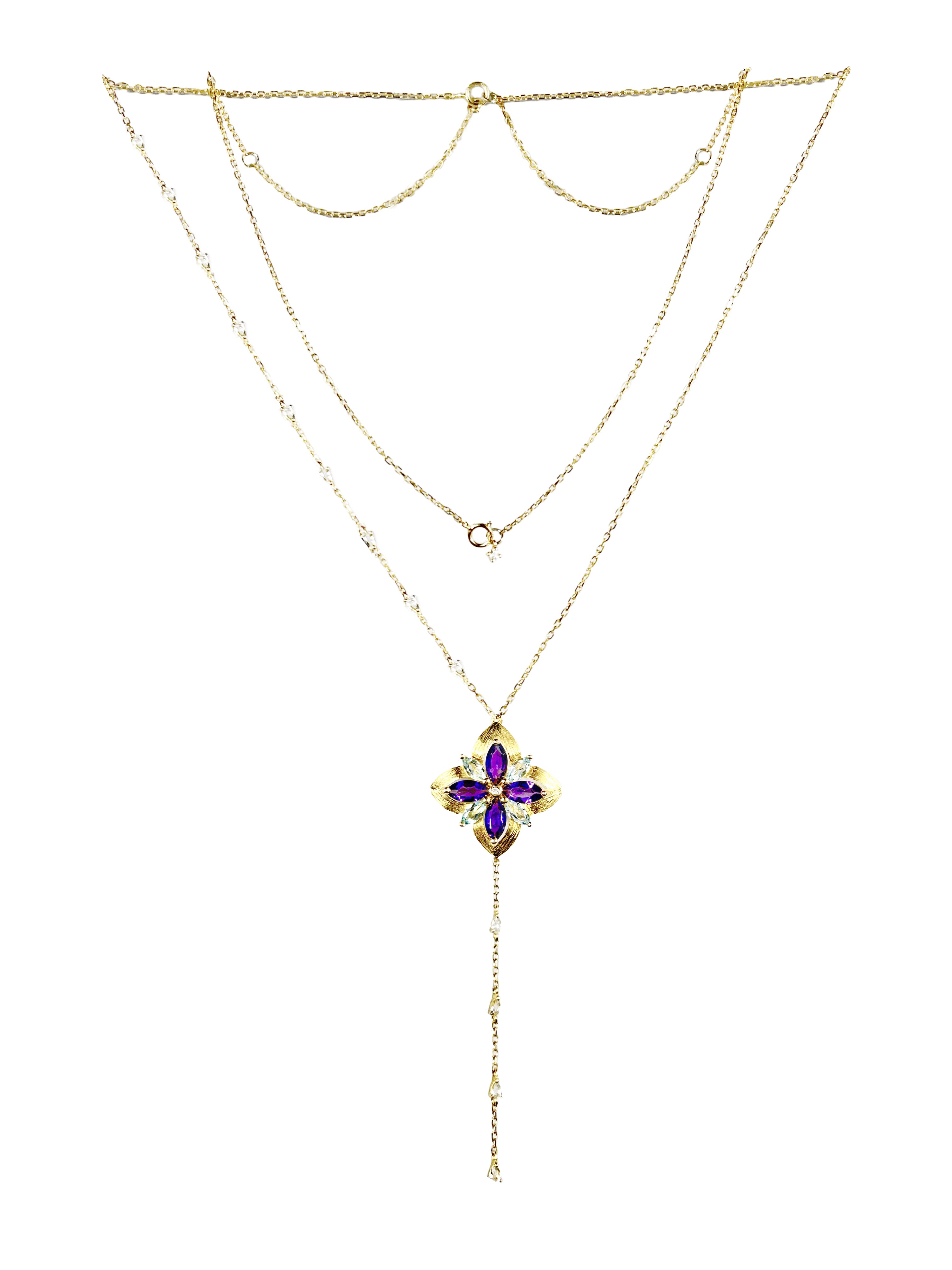 Water Lily Gold Diamond Necklace