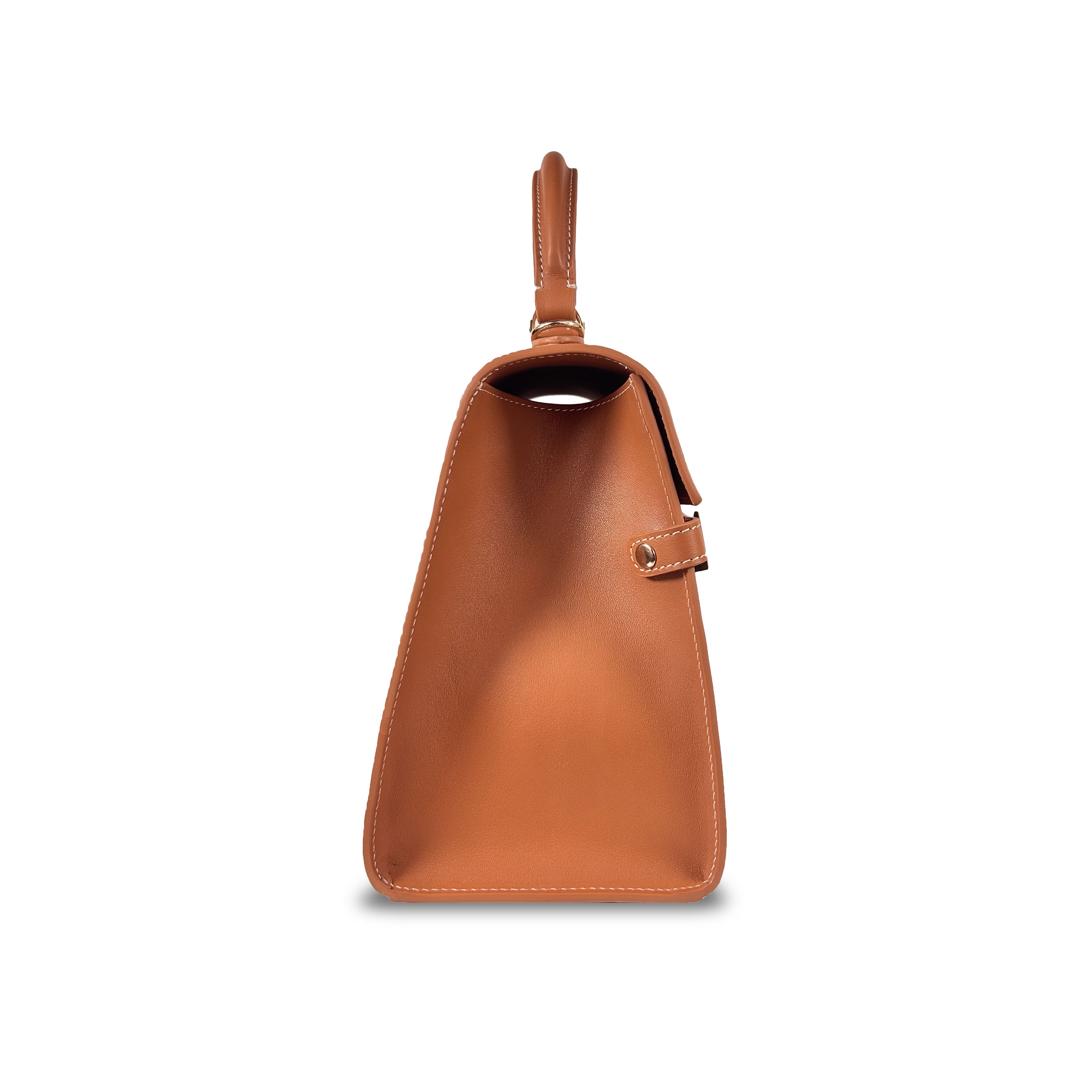 "Mi" Midi Top Handle - Caramel with Grey Strap