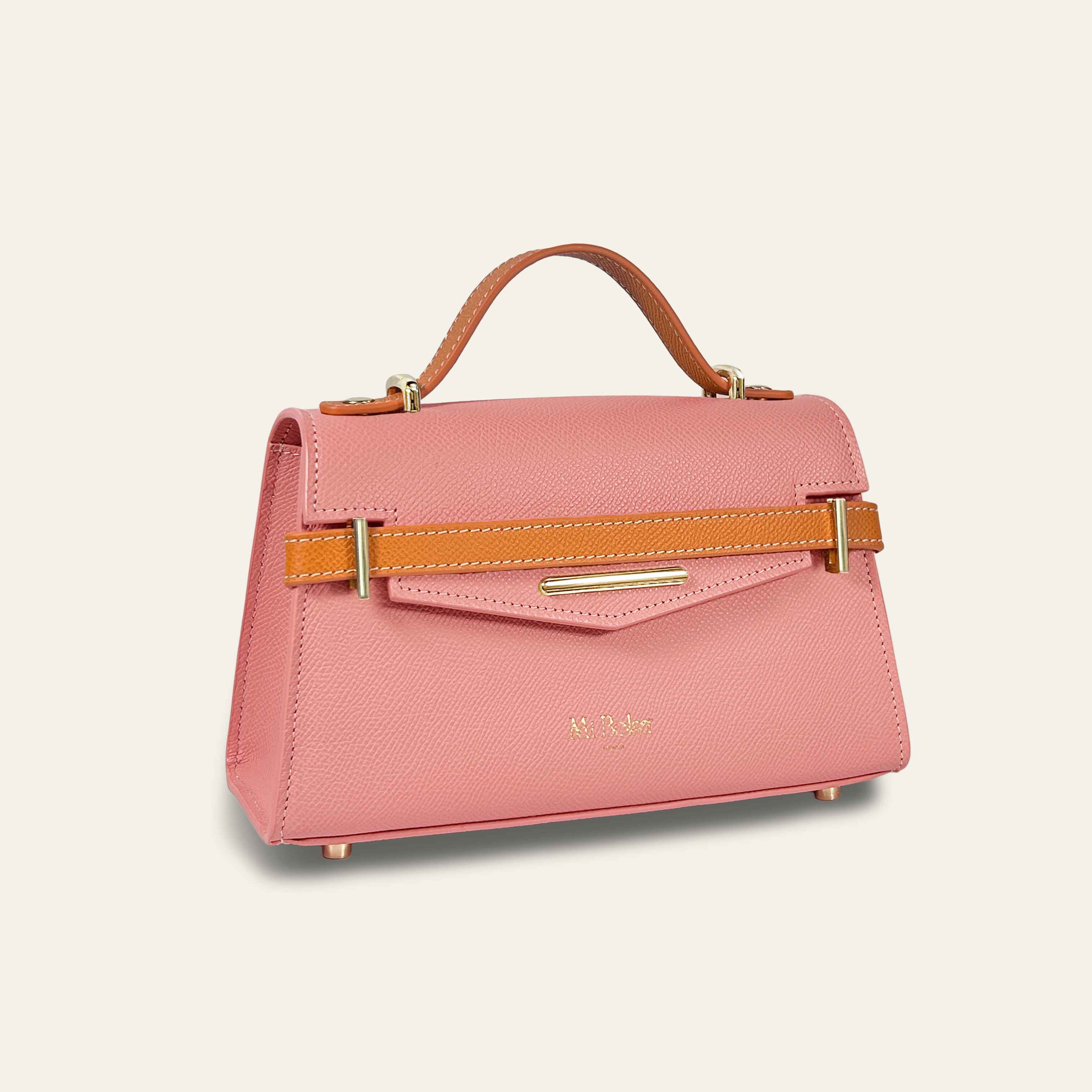 "Mi" Top Handle - Pink with Orange Handle/Strap