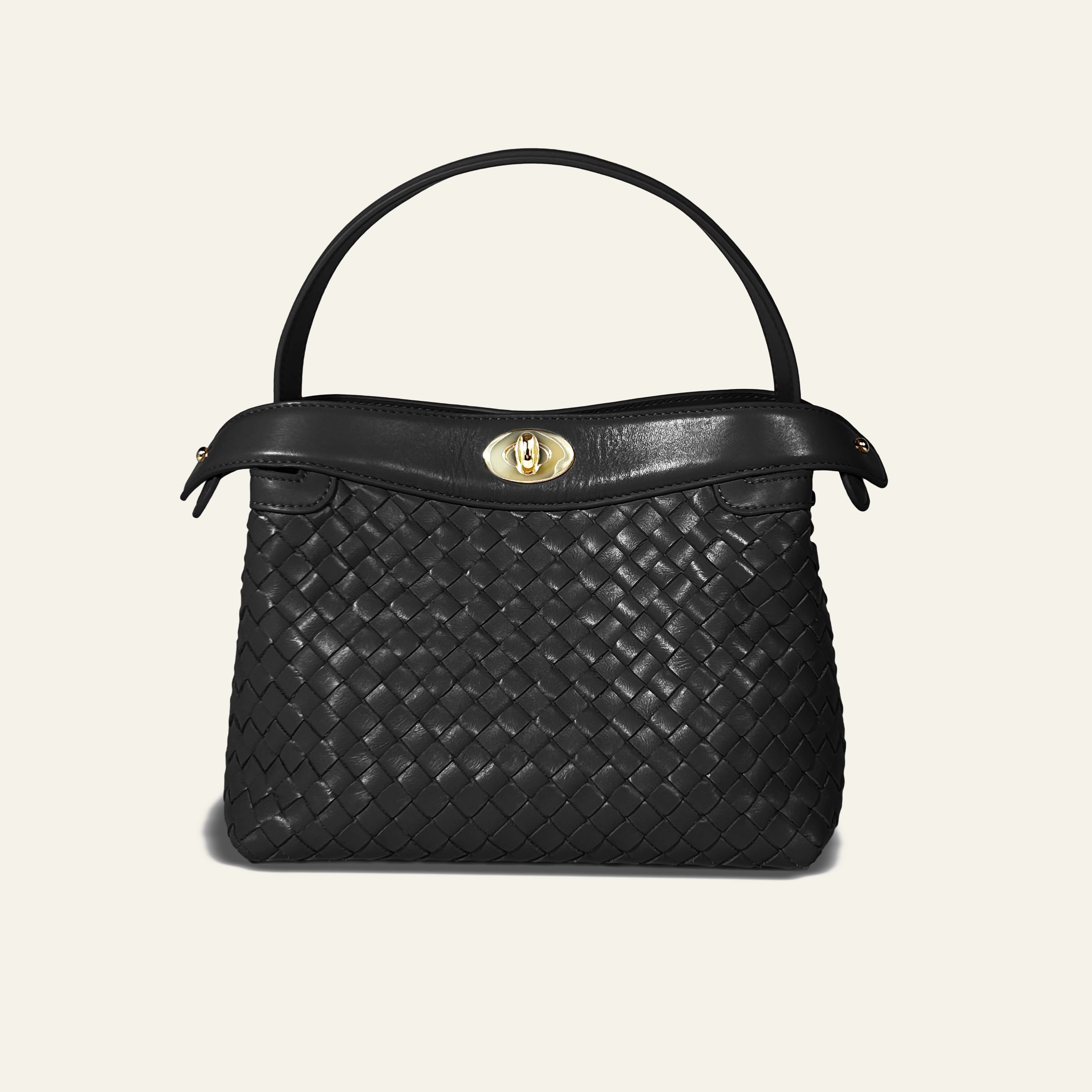 Florence Top Handle Woven Bag - Black