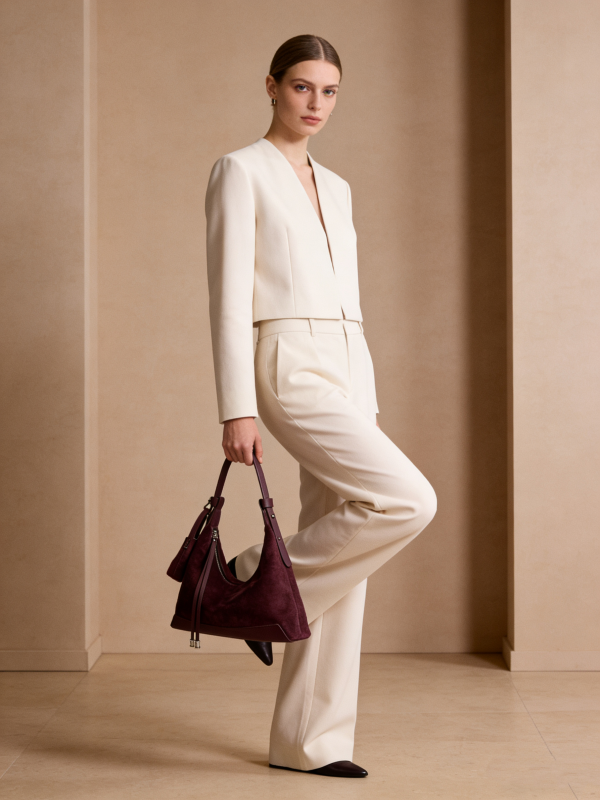 Suede Hobo/Tote - Burgundy