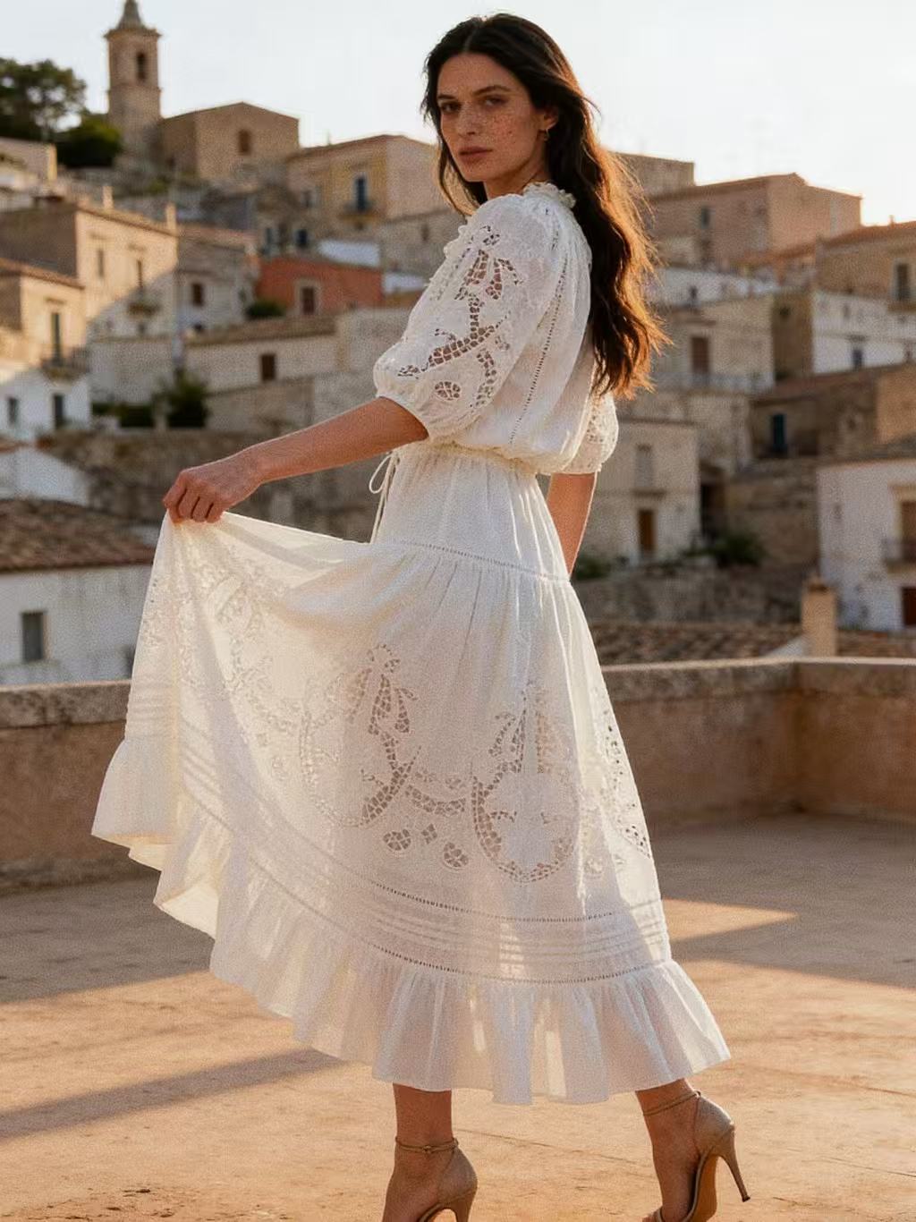 Flora Embroidery 2-Piece Dress Set