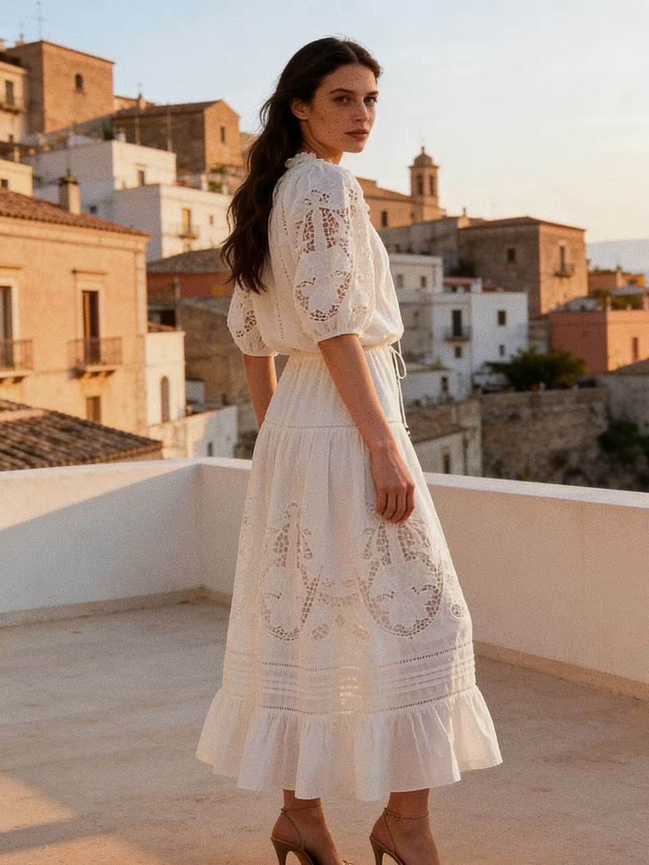Flora Embroidery 2-Piece Dress Set