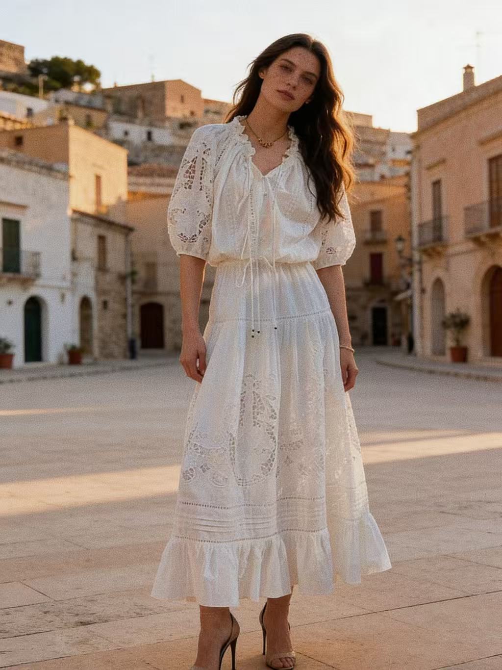 Flora Embroidery 2-Piece Dress Set