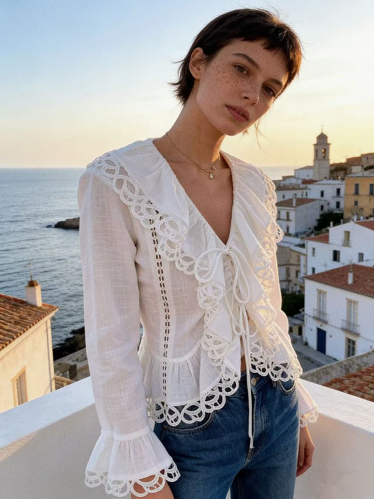 Flora Embroidery Long-Sleeve Shirt