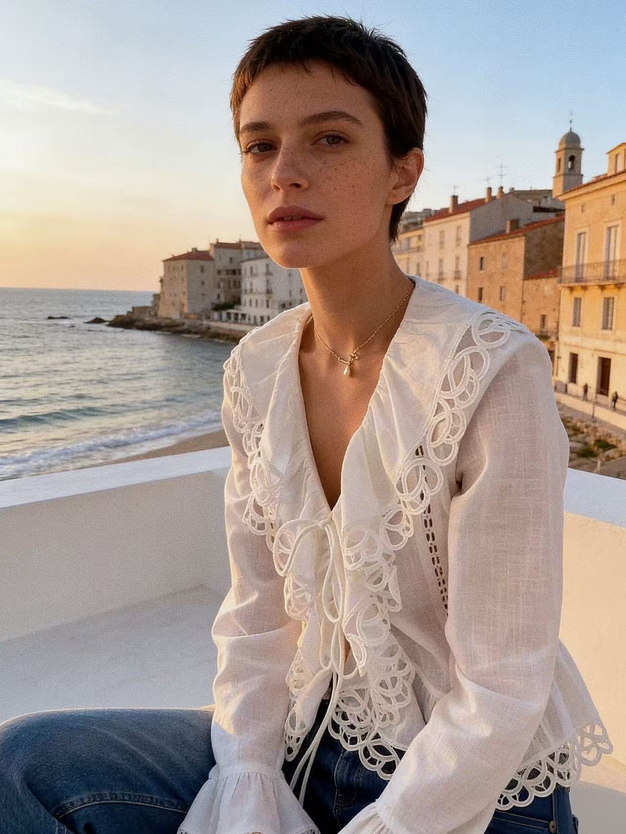 Flora Embroidery Long-Sleeve Shirt