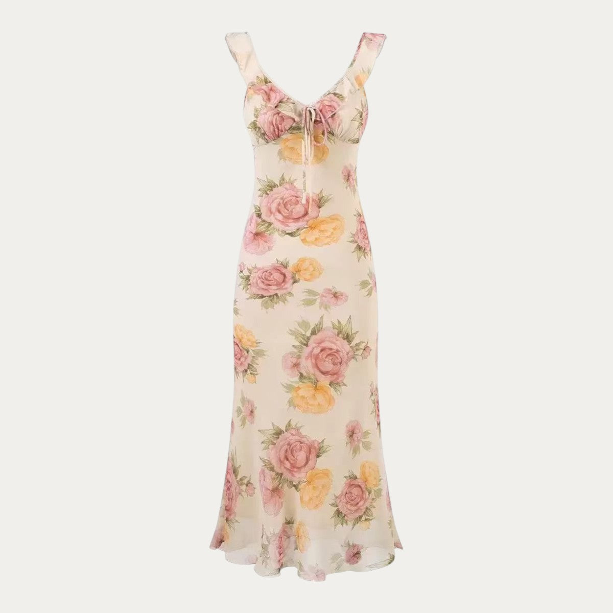 Rose Print Midi Dress