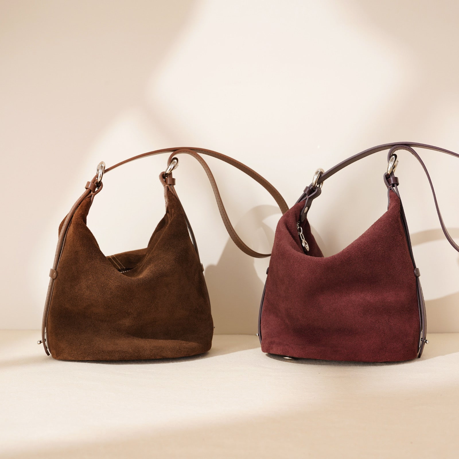 Suede Shoulder Bag - Brown