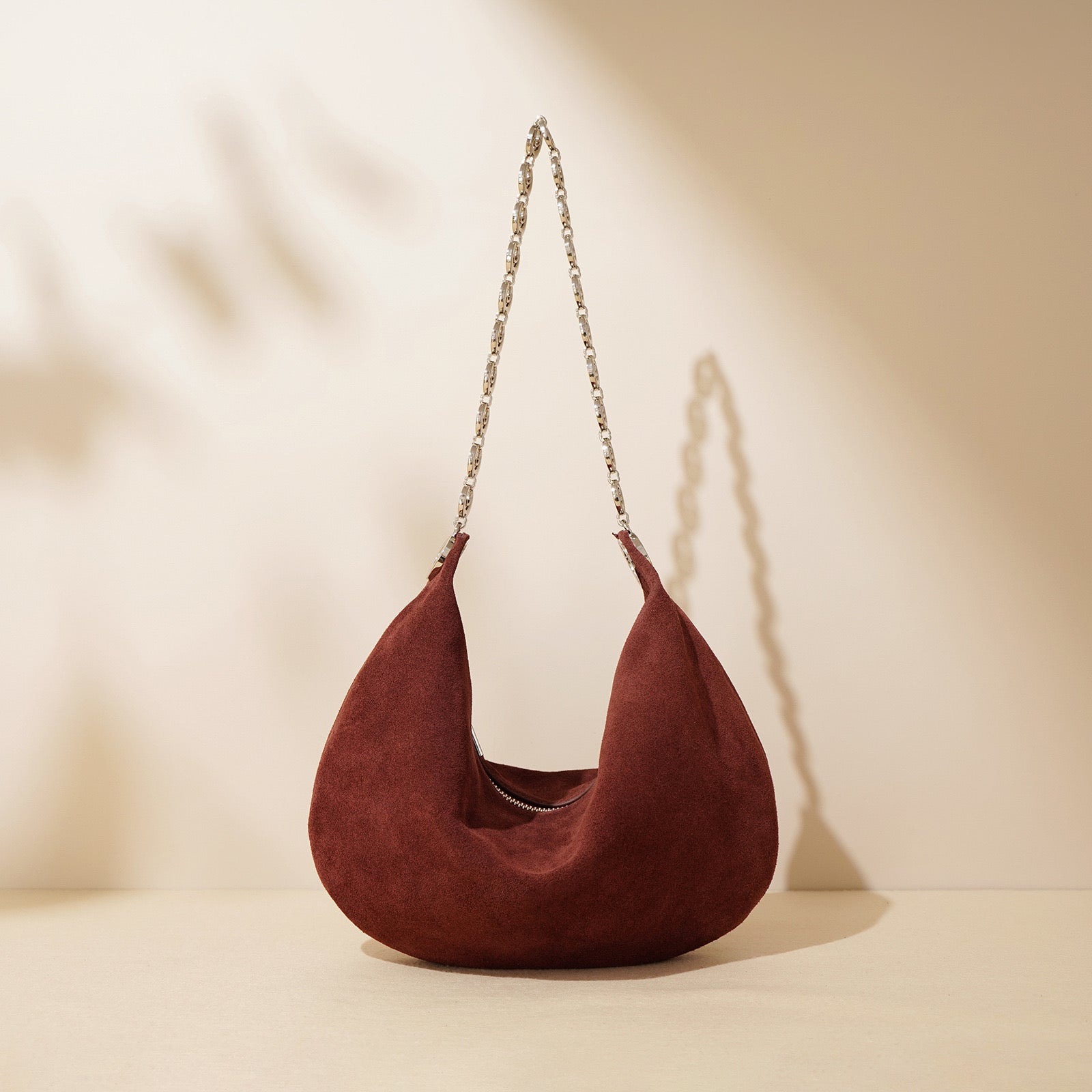 Suede Shoulder Bag-Coffee