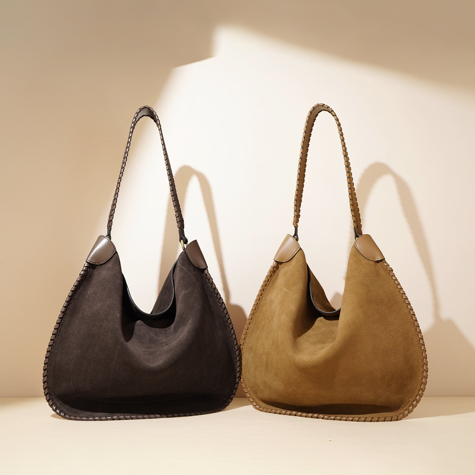 Suede Shoulder Bag - Brown