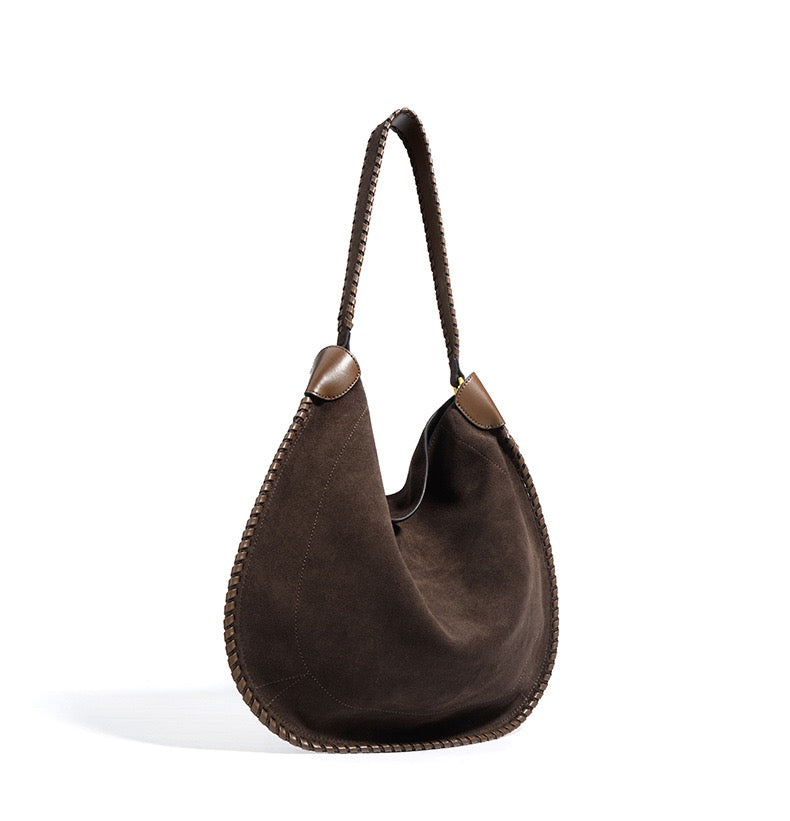 Suede Shoulder Bag - Brown