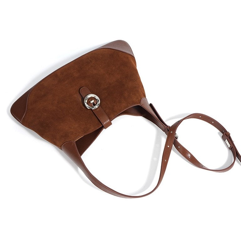 Suede Shoulder Bag - Brown