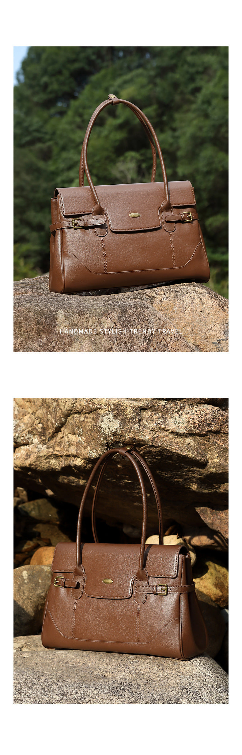 Wax Leather Top Handle - Black