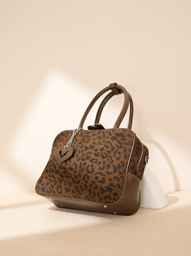 Suede Top Handle -Leopard print