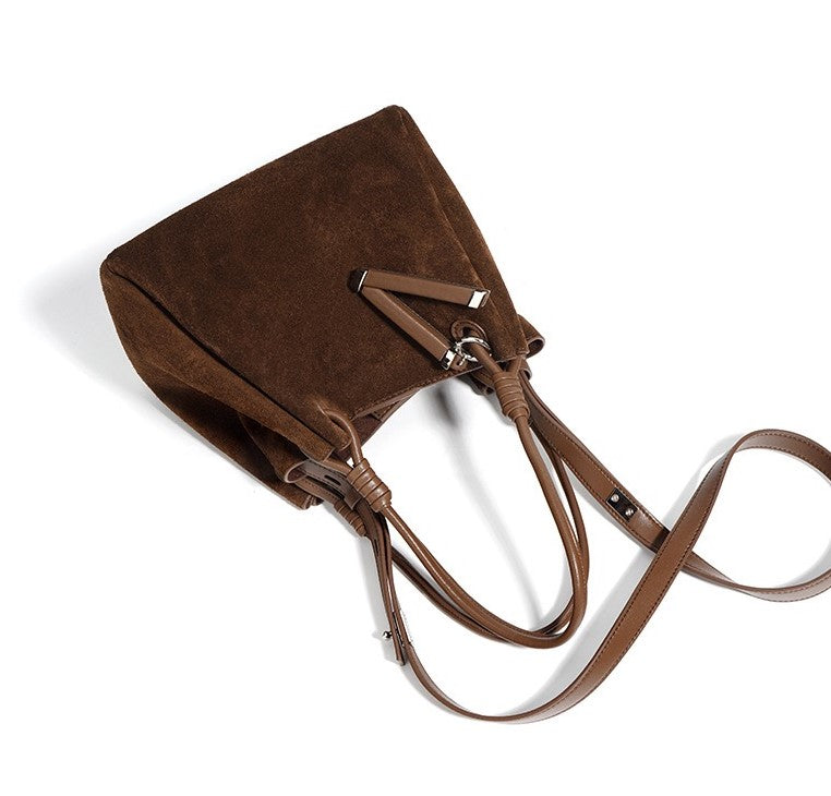 Suede Shoulder Bag - Brown