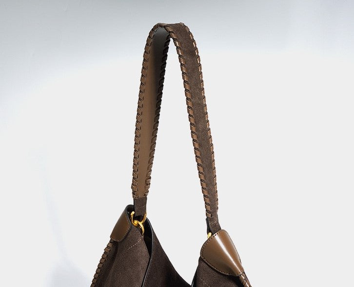 Suede Shoulder Bag - Brown