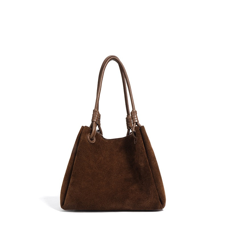 Suede Shoulder Bag - Brown