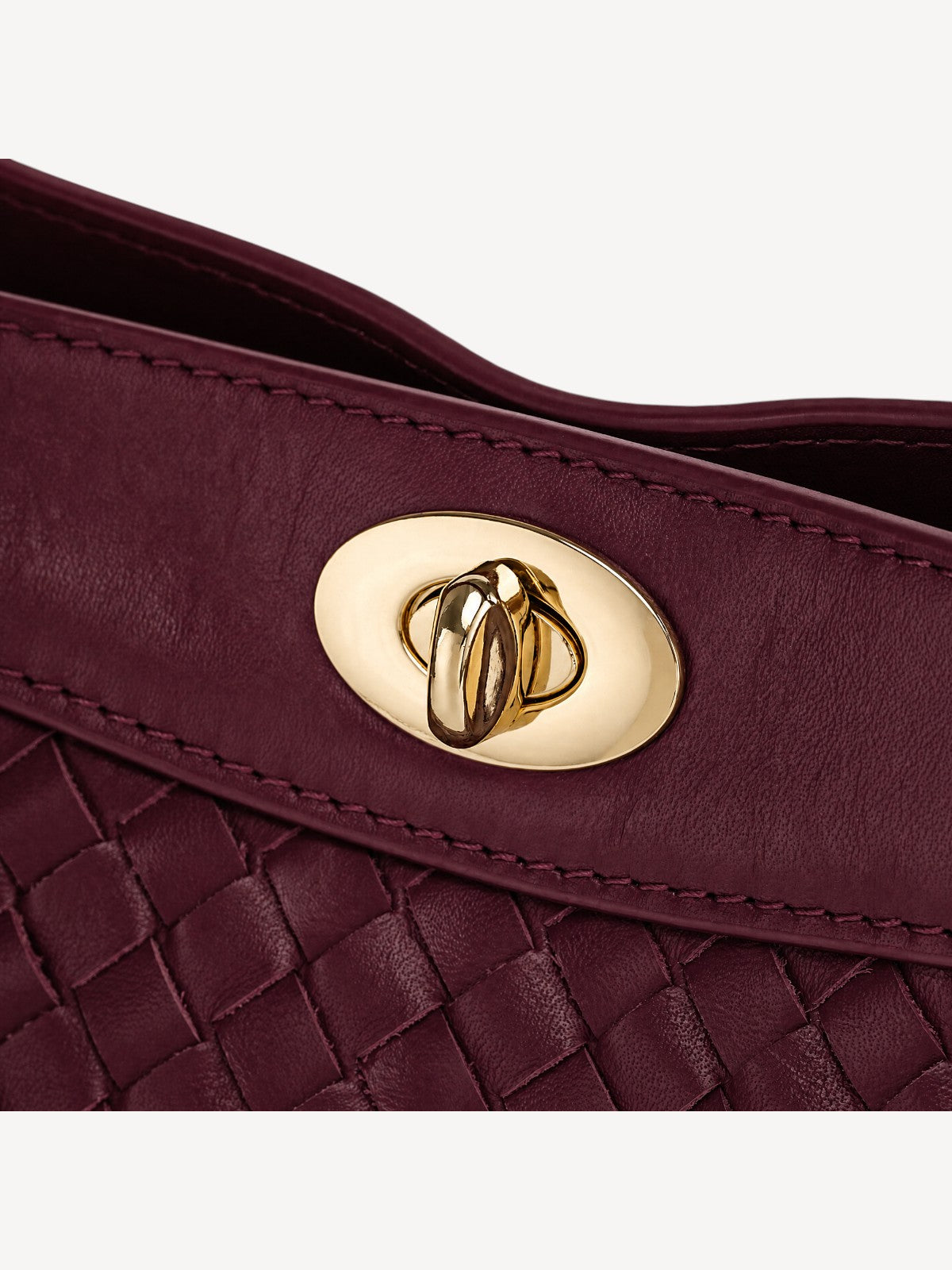 Florence Top Handle Woven Bag - Burgundy