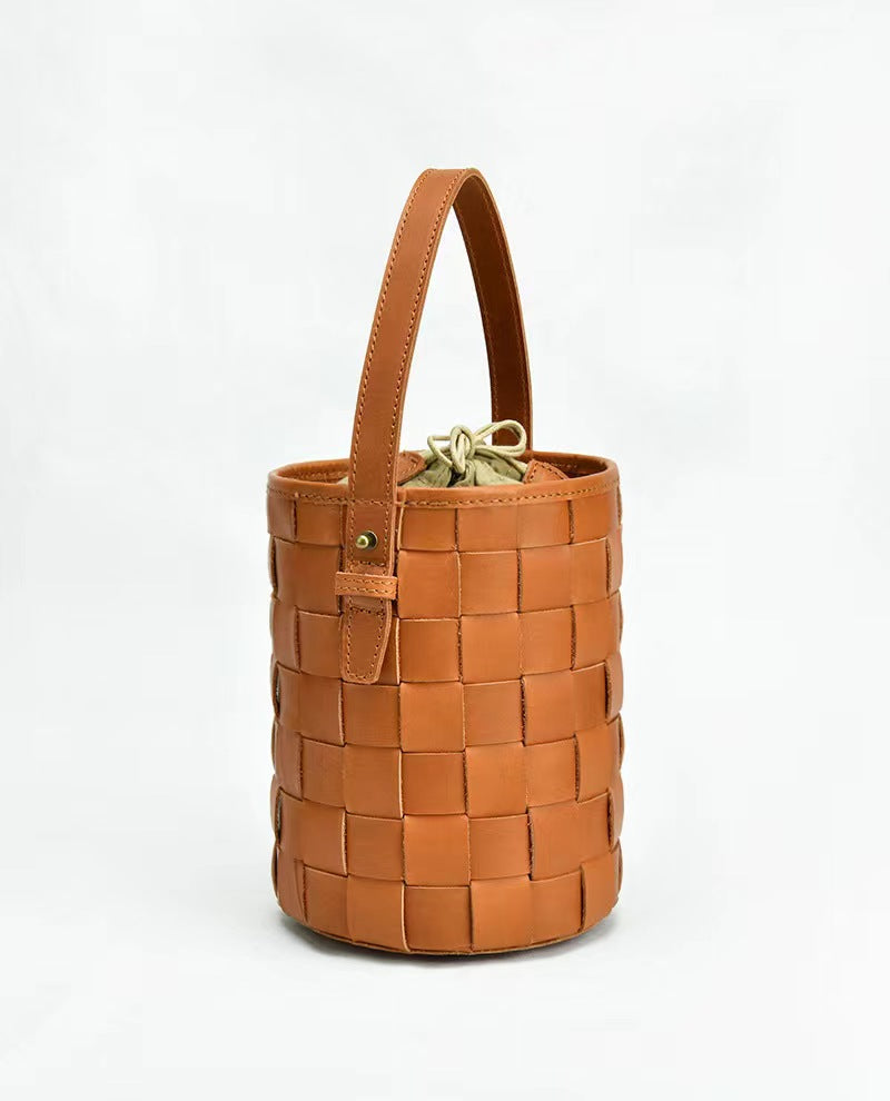 First Layer Cowhide Lucy Woven Tote Bag