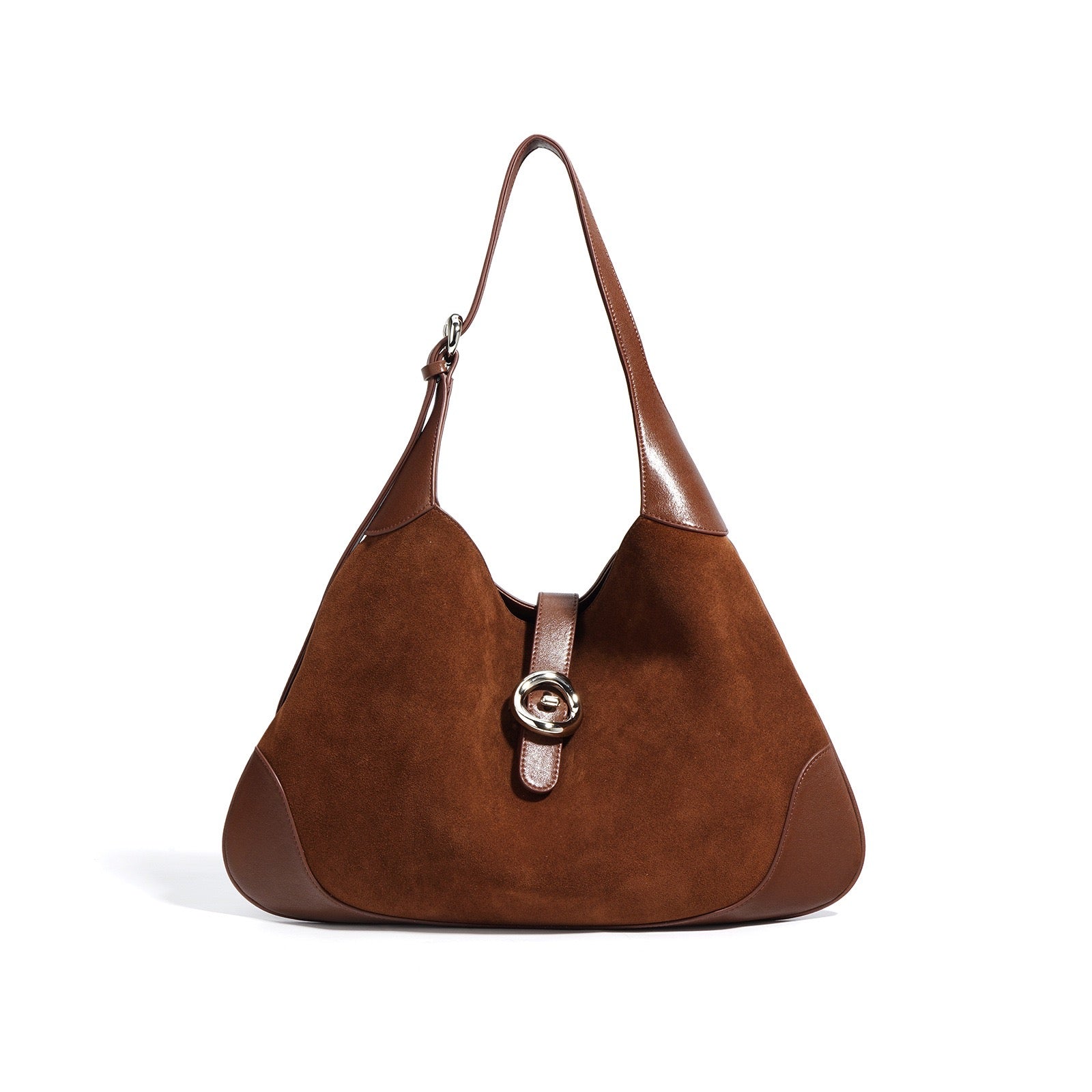 Suede Shoulder Bag - Brown