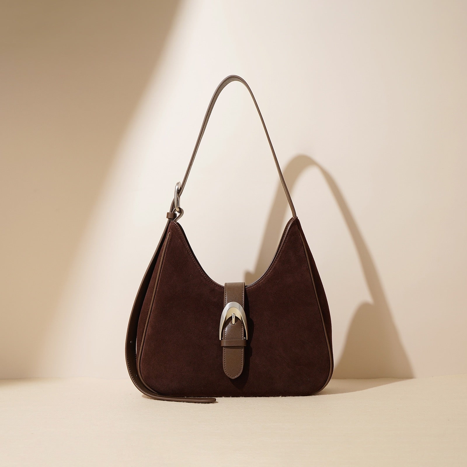 Suede Shoulder Bag - Chocolate