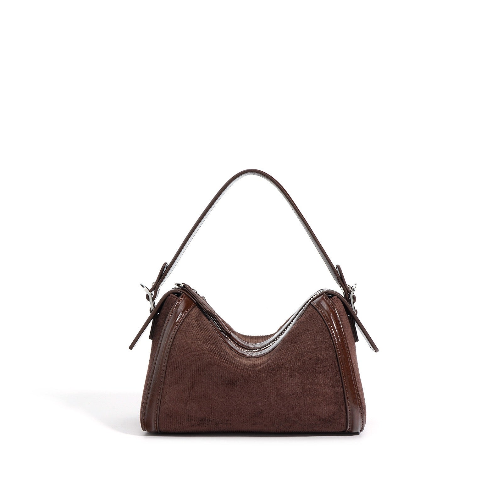 Suede Top Handle Bag-Apricot