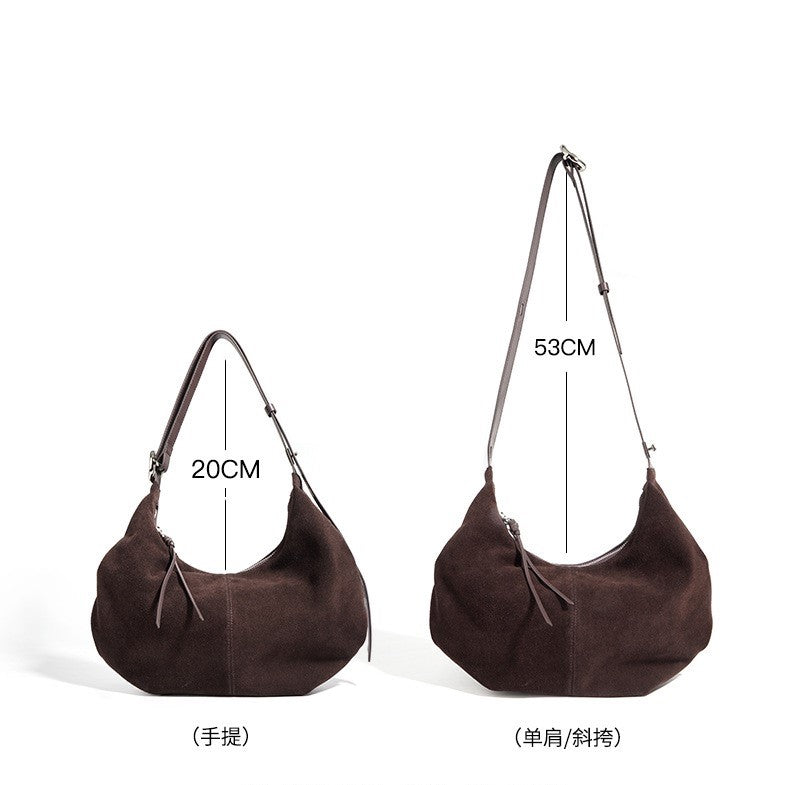 Suede Shoulder Bag - Coffee