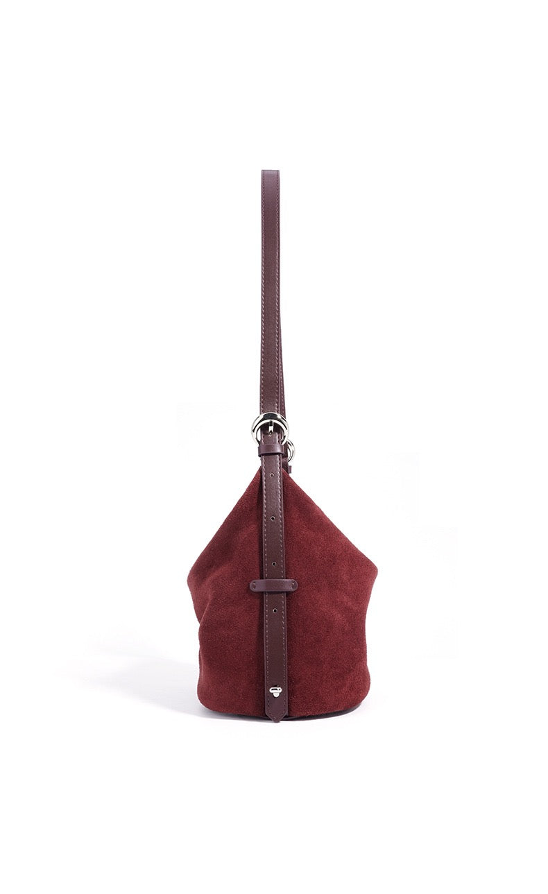 Suede Shoulder Bag - Burgundy