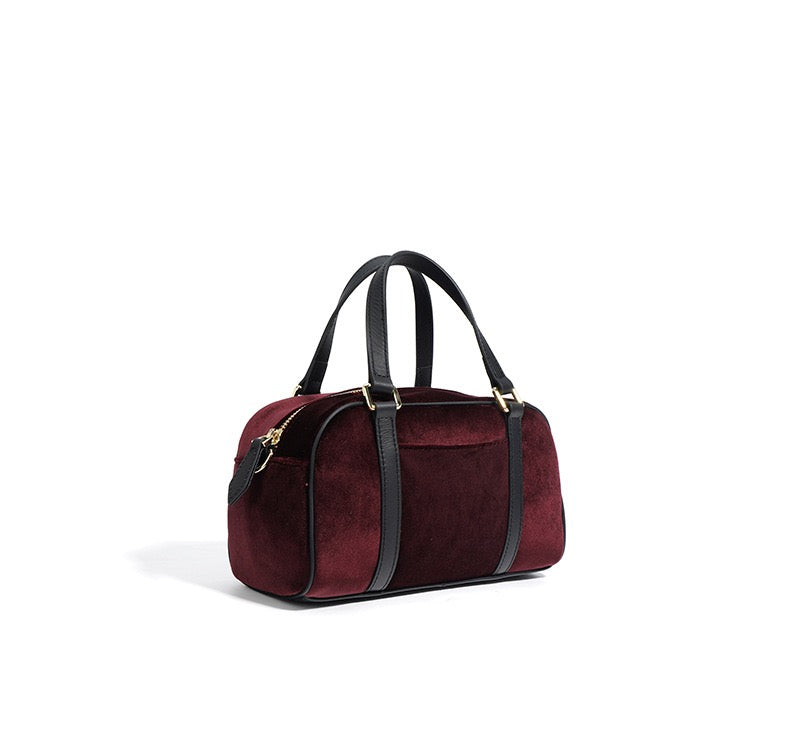 Suede Box Bag - Burgundy