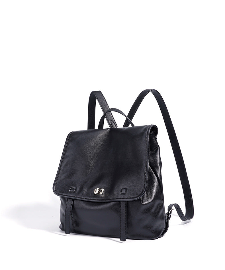 Vegetable-Tanned Cowhide Backpack - Black