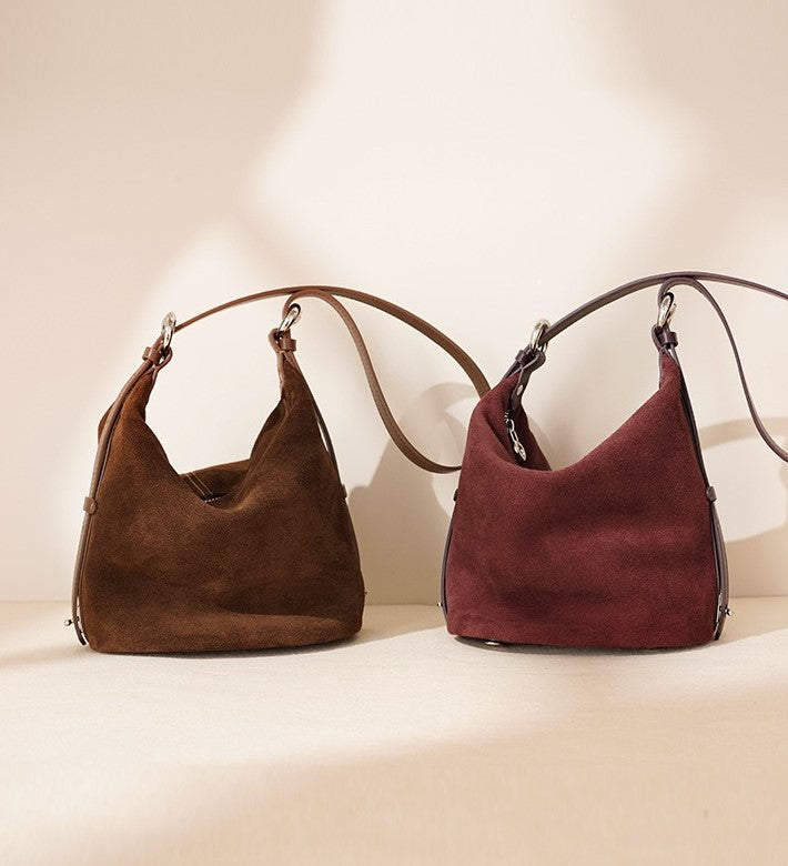 Suede Shoulder Bag - Brown