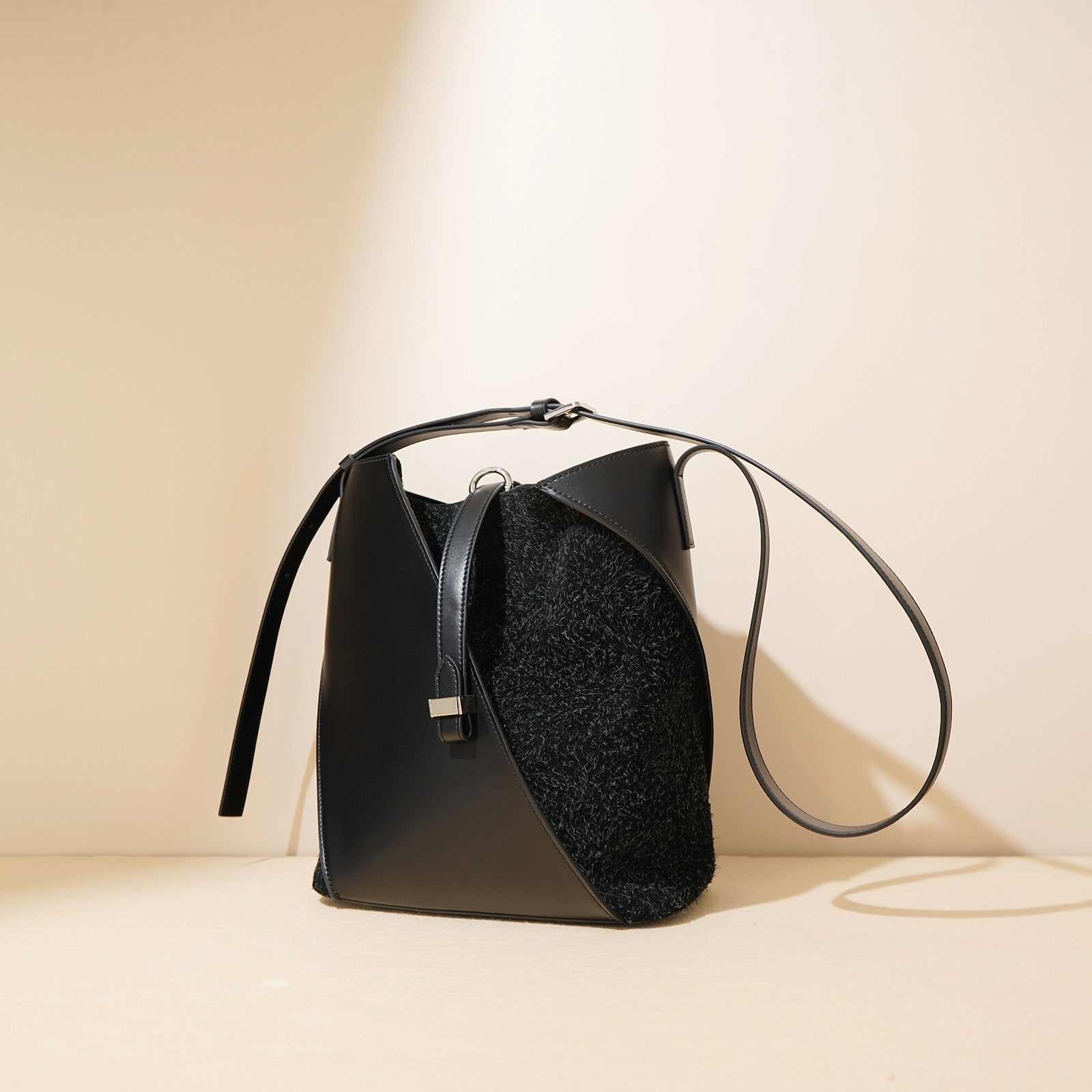 Suede Shoulder Bag-Black